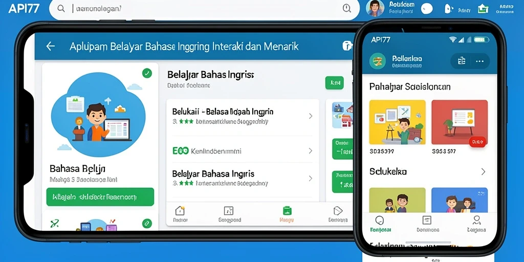 Tampilan antarmuka aplikasi Belajar Bahasa Inggris yang modern dan user-friendly.