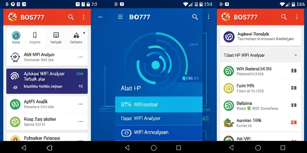 Tampilan antarmuka BOS777 yang menampilkan analisis jaringan WiFi.