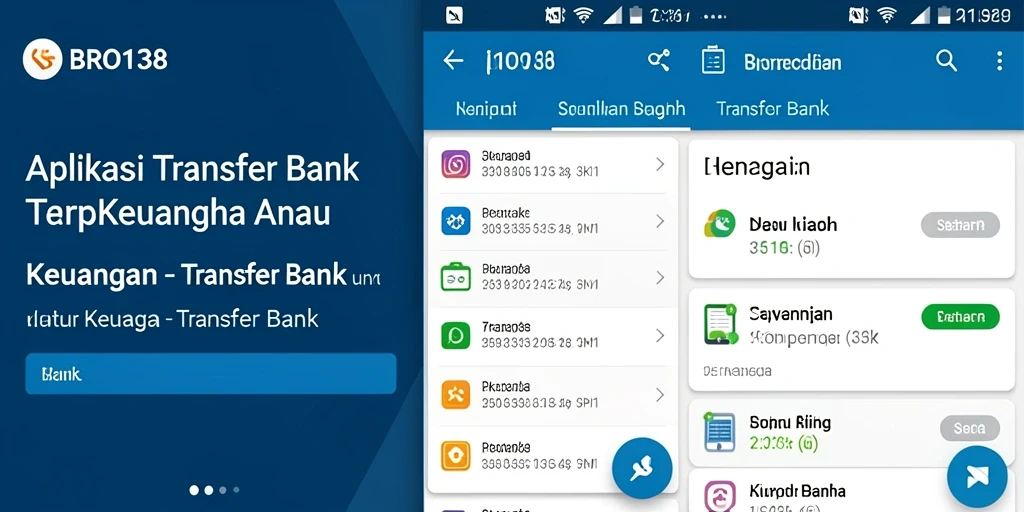 Antarmuka aplikasi Transfer Bank BRO138 yang user-friendly.