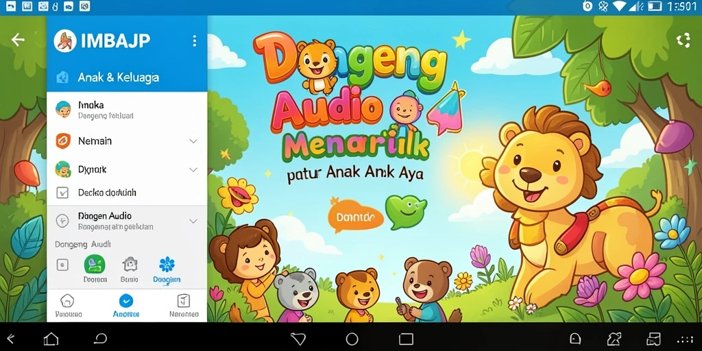 Antarmuka pengguna IMBAJP yang interaktif dan ramah anak.