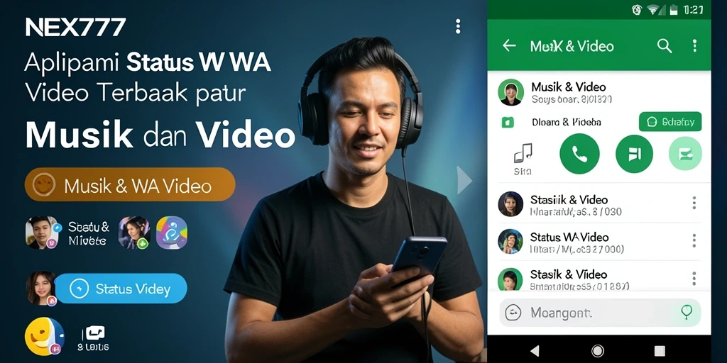 Antarmuka NEX777 menampilkan koleksi status video yang menarik dan variatif.